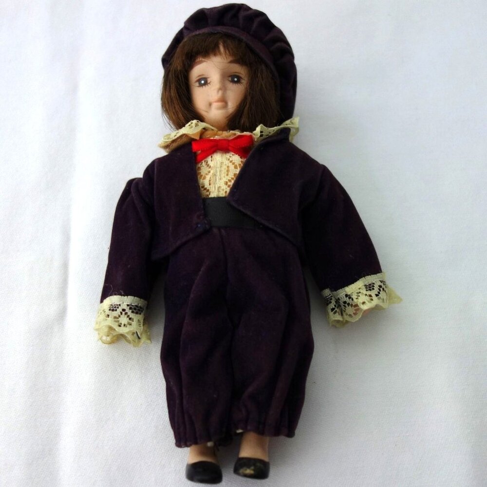 Vintage Porcelain Bisque and‎ Cloth Boy Doll Hanging Christmas Ornament